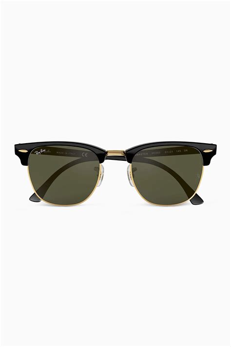 Ray Ban Rb3016 Clubmaster Classic 49 Green Black On Gold Sunglasses