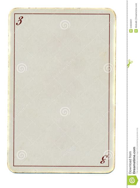 Empty Playing Card Paper Background With Line And Number 3 Stock Image