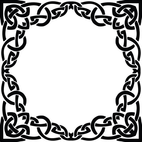 Free Clipart Of A Celtic Frame Border Design Element In Black And White