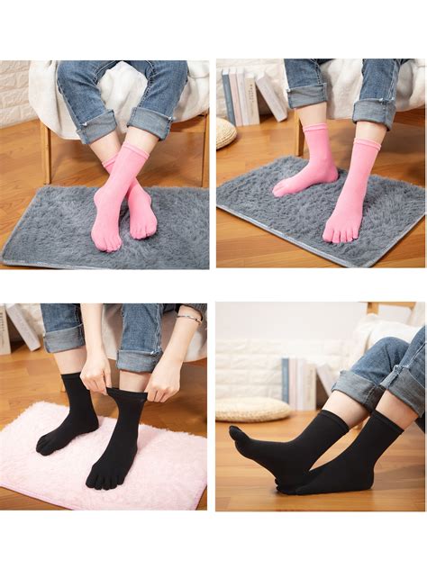 Florata Florata 4 Pack Women Toe Socks Ankle Long Socks Five Finger Toe Hosiery Stockings