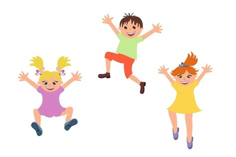 Happy Kids Jumping Isolated Happy Kids Childrens Illustrations