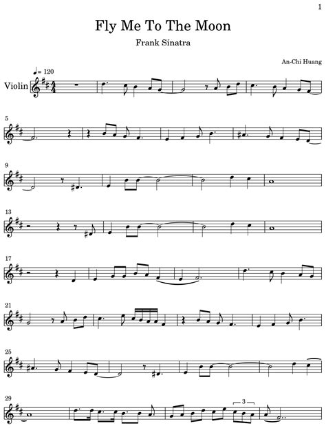 Fly Me To The Moon Sheet Music For Violin