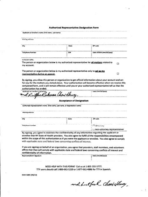 Authorized Representative Designation Form Pdf Professional Ethics
