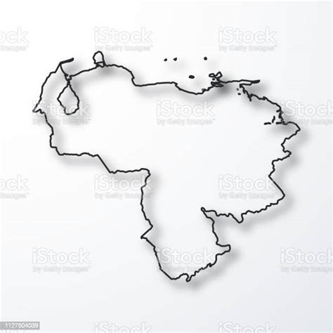 Ilustración De Mapa De Venezuela Negro Contorno Con Sombra Sobre Fondo
