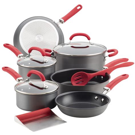 rachael ray hard anodized 11 piece cookware set red sane sewing and housewares