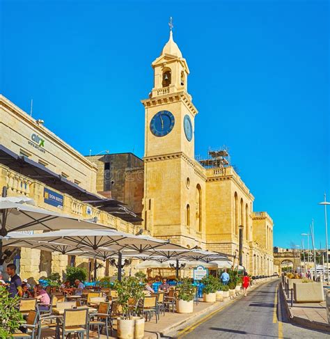 The Restaurants Of Birgu Embankment Malta Editorial Image Image Of