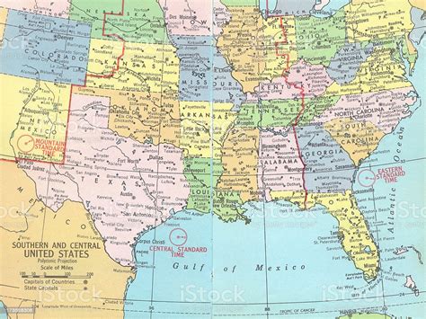 Southern And Central United States Map Stock Photo