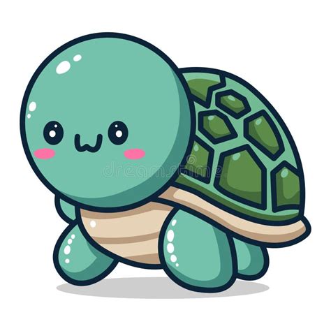 Cute Turtle Cartoon Character Vector Illustration Cute Turtle Mascot
