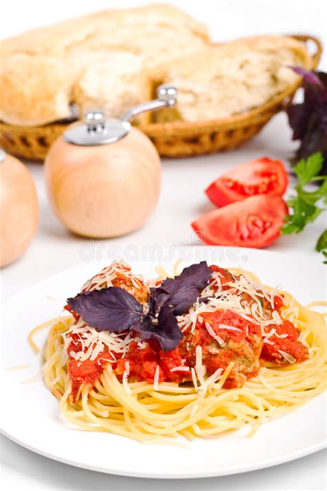 One Serving of Spaghetti Bolognese Stock Photo - Image of health ...