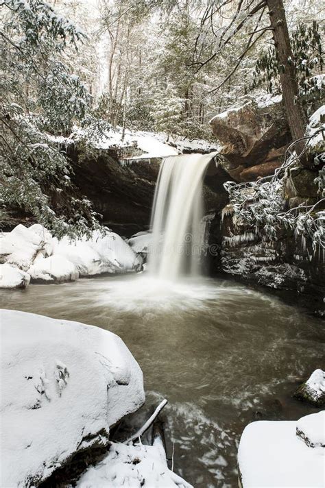 Snow Covered Waterfall Flat Lick Falls Appalachian Mountains