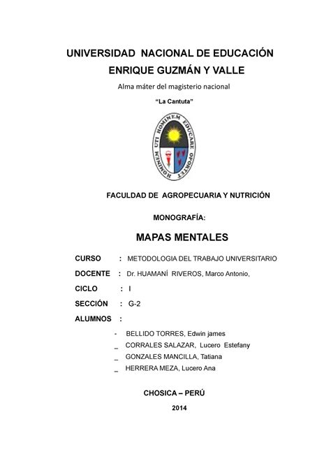 Modelo De MonografÍa 2 Universidad Nacional De EducaciÓn Enrique