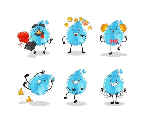 Premium Vector Water Drop Comedy Set Character Cartoon Mascot Vector