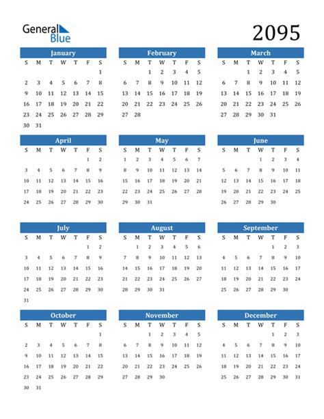 2095 Calendar Pdf Word Excel