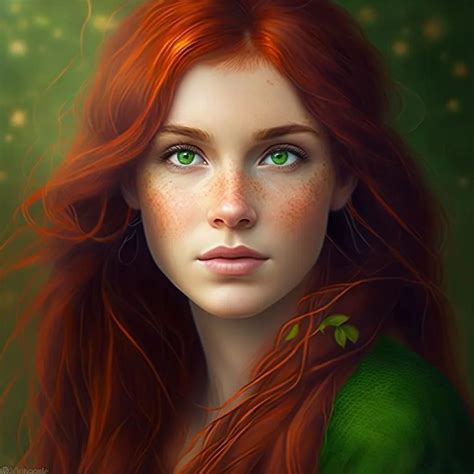 Red Hair Green Eyes Female Red Hair Elf Female Character Inspiration