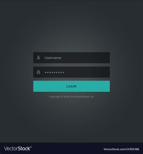 Dark Login Form Template Design With Username And Vector Image
