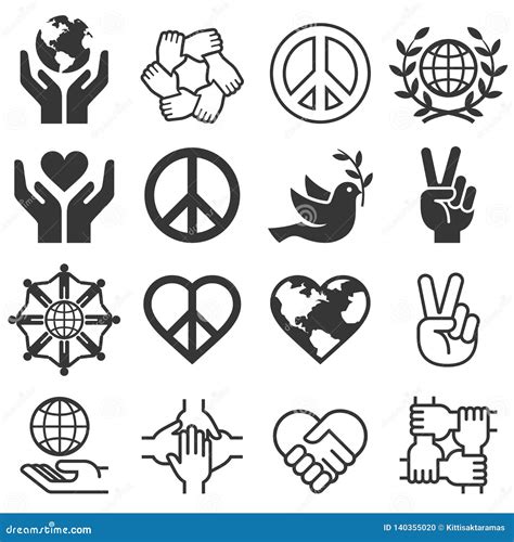 Peace And Love Symbol Icons Vector Llustrations Stock Vector