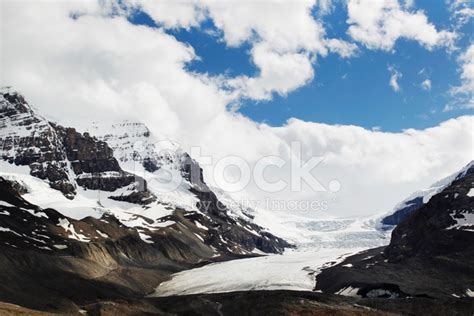 Athabasca Glacier At The Columbia Ice Fields Canada Stock