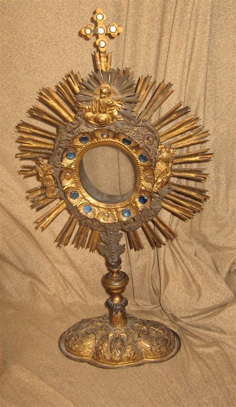 Antique Christian Religious Alter Piece Monstrance Artifact W Crusifix