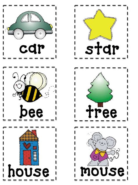 Free Printable Rhyming Word Picture Cards
