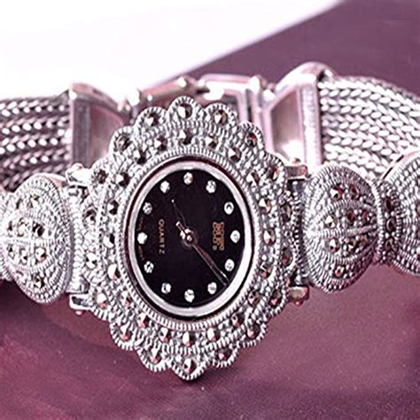 Ladies Women Sterling Silver Bracelet With Marcasite Luxury Silver