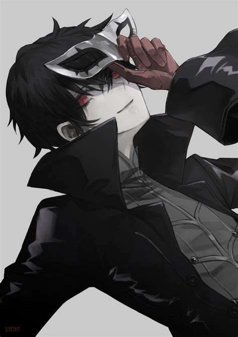 An Anime Character With Black Hair Wearing A Mask And Holding His Hand