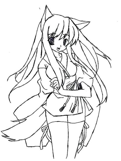 Anime Girl With Wolf Ears Coloring Pages Coloring Pages