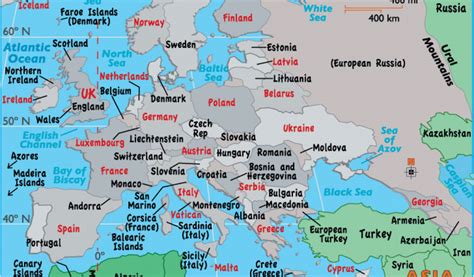 Asia And Europe Map With Countries Large Map Of Europe Easy To Read And