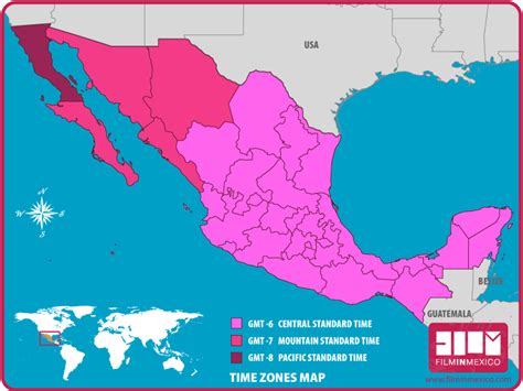 Mexico Time Zone Map World Map Colored Continents