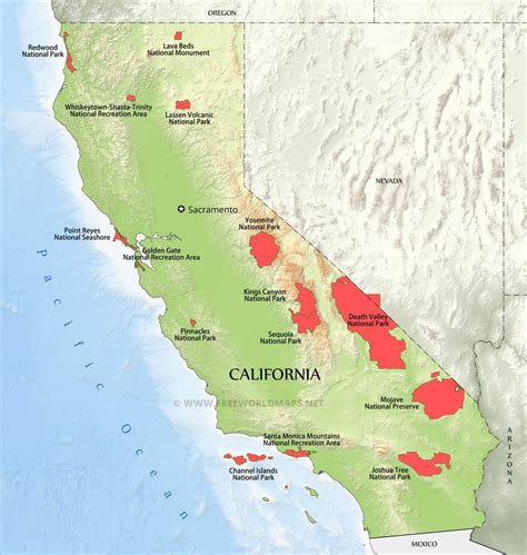 Physical Map Of California