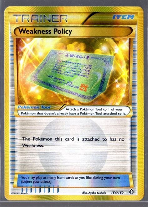 These were created and submitted specifically for the tcm and their creators would not. Weakness Policy 164/160 SECRET RARE TRAINER - Cards Outlet