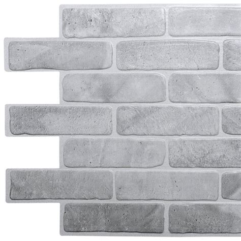 Vintage Grey Faux Brick 34 Ft X 16 Ft Pvc 3d Wall