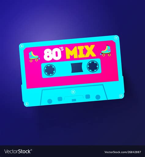 Neon Retro Cassettelabel Vintage 80s Mix Tape Vector Image