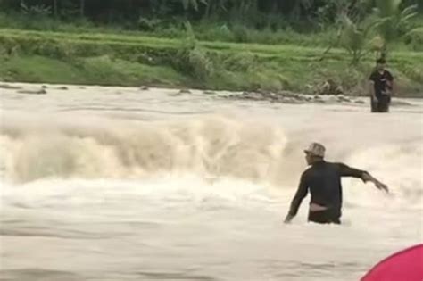 Viral Aksi Heroik Pria Selamatkan Bocah Hanyut Di Sungai Cipamingkis Bogor