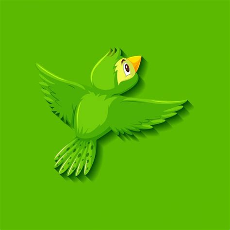 Premium Vector Cute Green Bird Cartoon Character