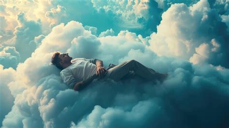 Premium Ai Image Man Sleeping On A Cloud Ai Generated Image