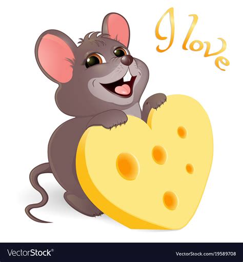 Lovely Mouse With Cheese Royalty Free Vector Image