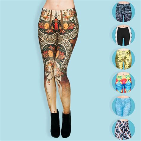 New 3d Digital Fullprint Mucha Leggings Women Classical Jeggings Fashion Pants Sexy Leggins