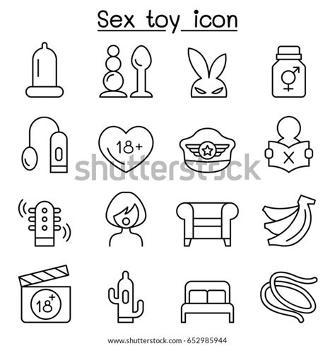 Sex Toy Icon Set Thin Line 스톡 벡터로열티 프리 652985944