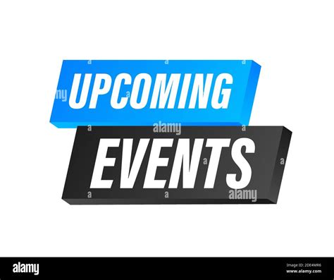 Upcoming Events Written On Blue Label Advertising Sign Vector Stock