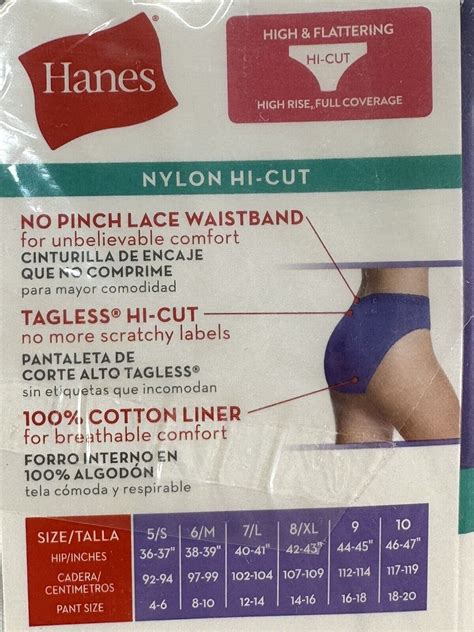 Hanes Women S Nylon Hi Cut Panties SIZE 6 6 Pack PP73AS EBay