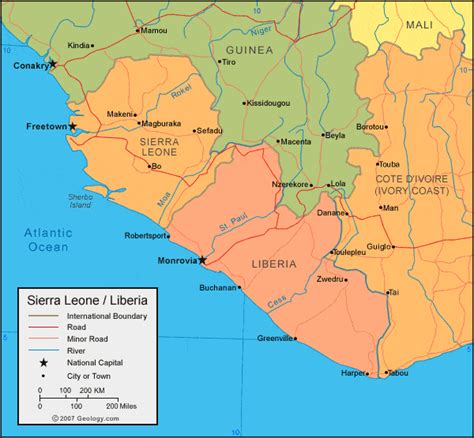 Sierra Leone Map And Satellite Image