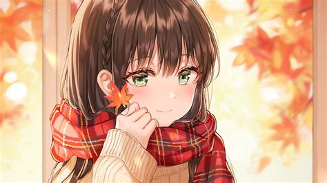 Brown Hair Anime Girl Fall Anime Wallpaper Hd