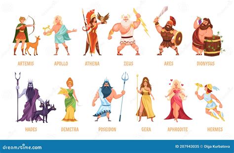 Греческий пантеон богов Мифологические персонажи женщин и мужчин религии древней греции богов