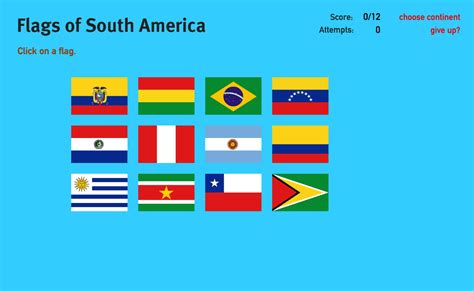 Interactive Map Of South America Flags Of South America World