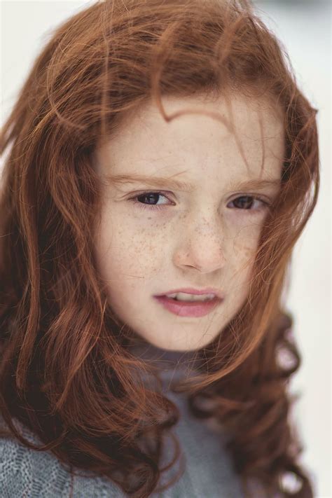 Girl Gray Knit Top Close Photography Child Portrait Freckles