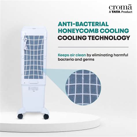 Buy Croma Az55 55 Litres Tower Air Cooler Anti Bacterial Honeycomb Pad