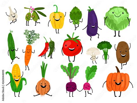 Vetor De Vegetables For Kids Cartoon Vegetables Eating For Child