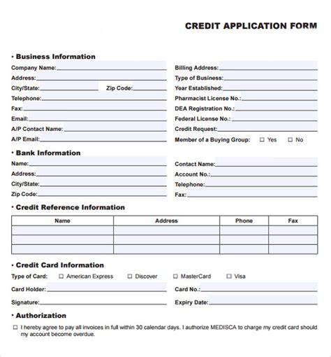 10 Credit Application Forms to Download | Sample Templates