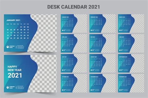 Premium Vector 2021 Desk Calendar Template