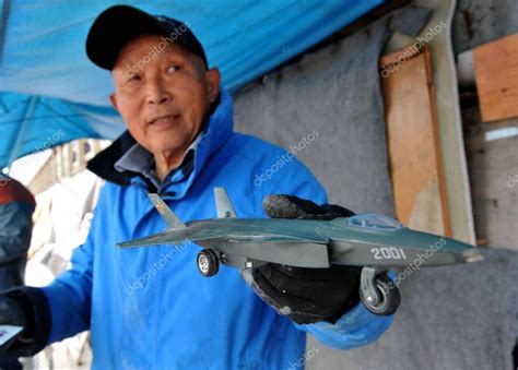 Year Old Wen Yuzhu Shows Model Chinas Stealth Fighter Made Stock